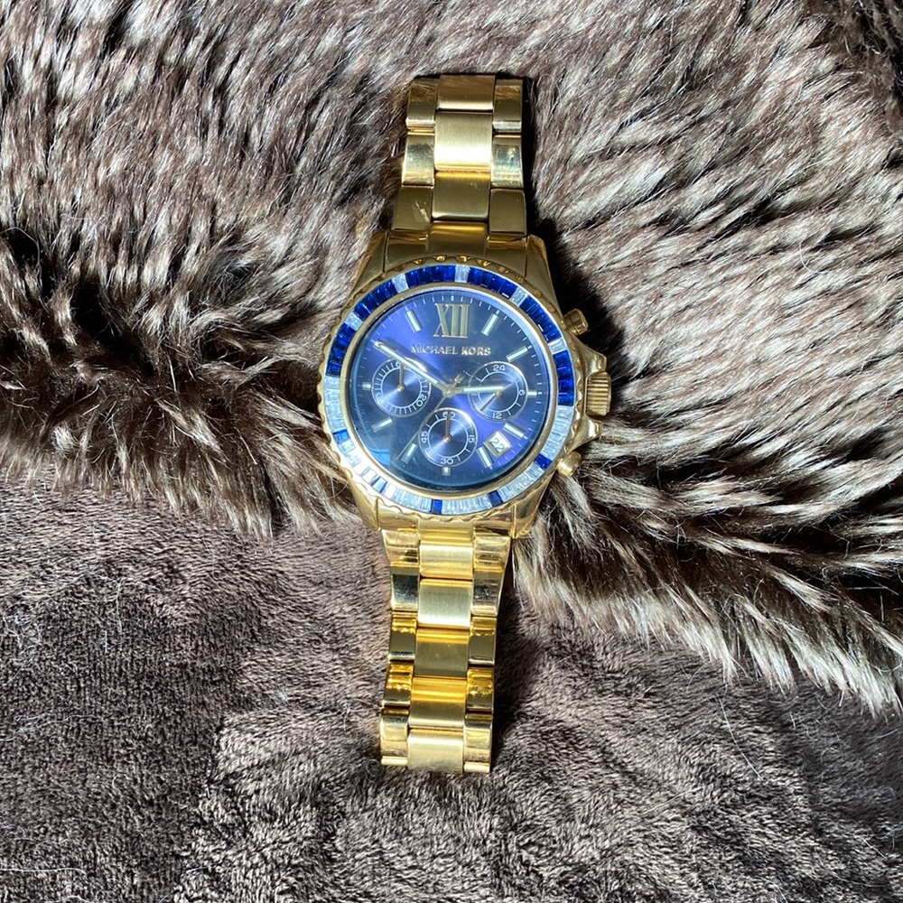 Michael kors gold and blue watch